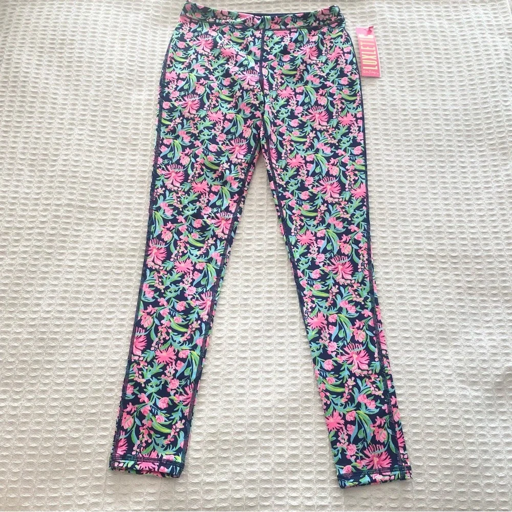 Lilly Pulitzer mini weekender legging low tide navy garden variety size XL